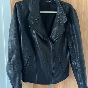 Halogen L black leather motorcycle perfecto jacket